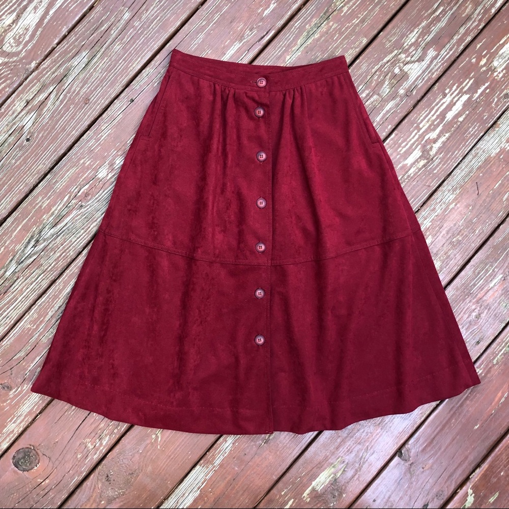 Vintage Micro Suede Button Down Skirt